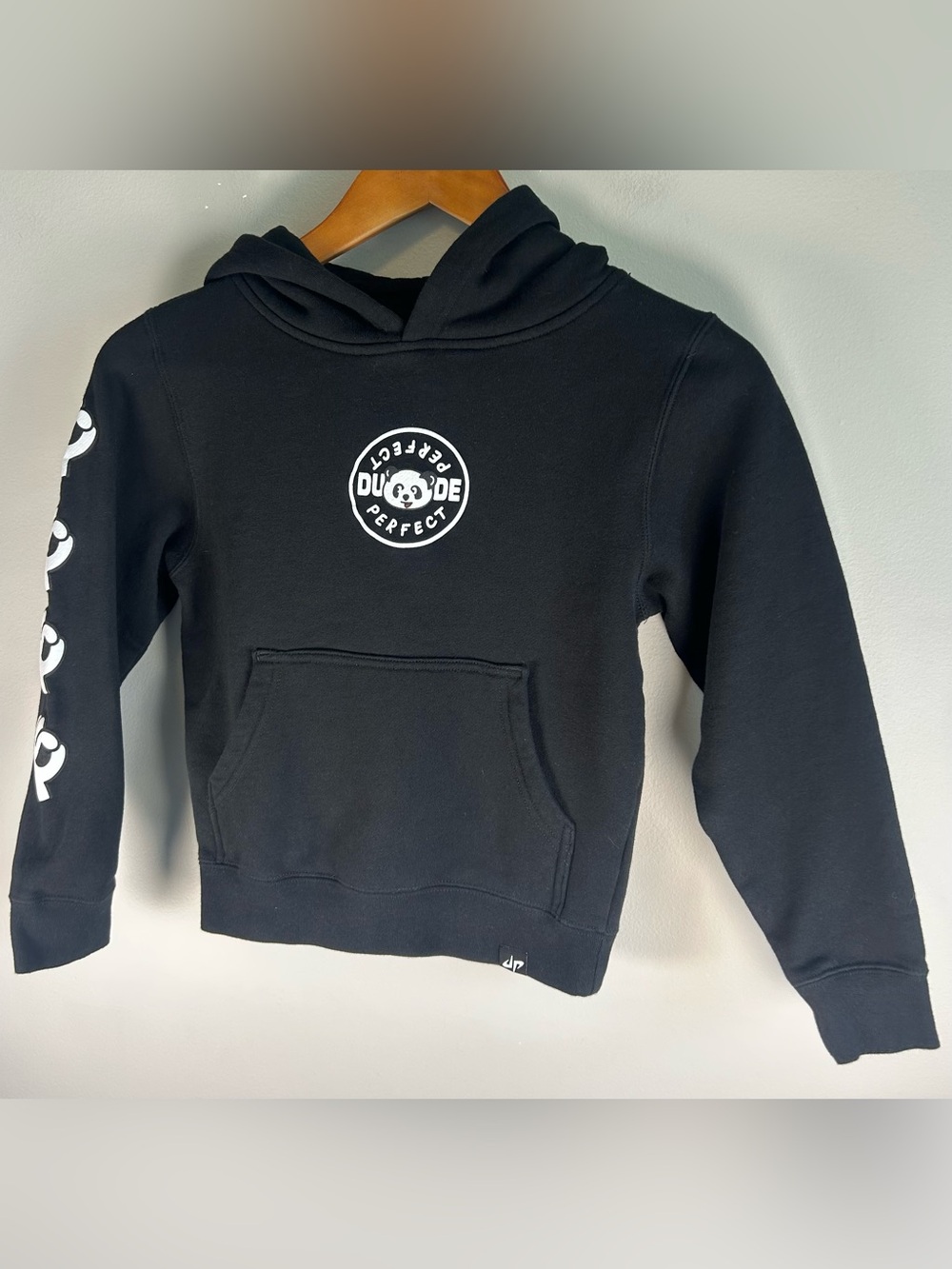 Dude Perfect Youth Hoodie Sweater Size S Panda Logo Graphic Double Sided Hood - Picture 3 of 10